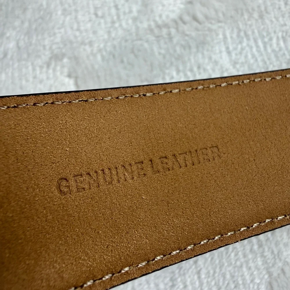 Cole Haan Leather Belt Mens 40 Brown Gold Buckle Preppy Business Dressy Polished